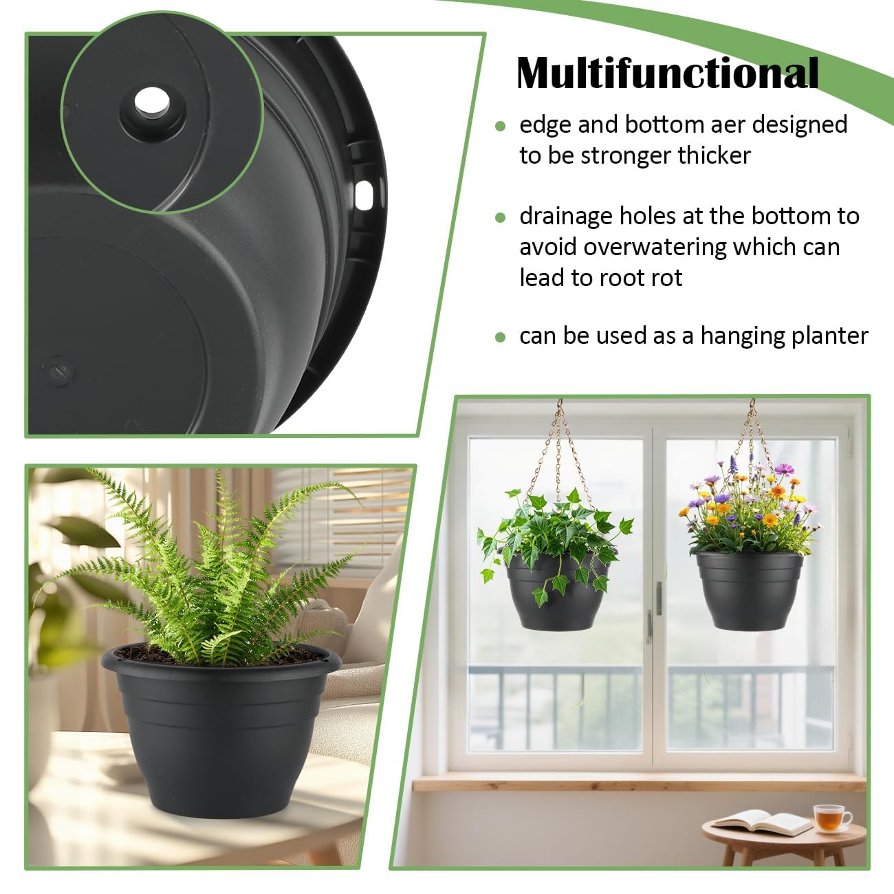 RooTrimmer maceta con Monstera demostrando soporte para follaje grande
