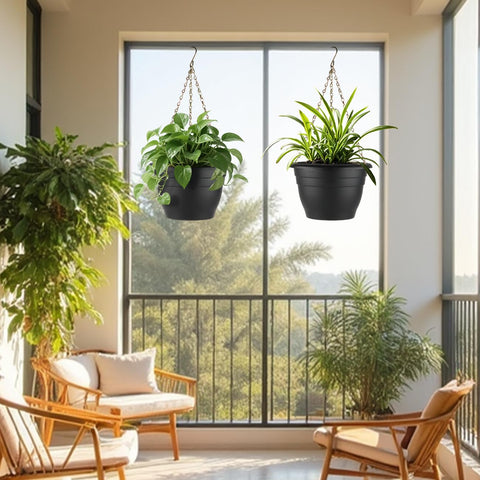 RooTrimmer grupo de macetas en negro ideal para decorar salón o balcón