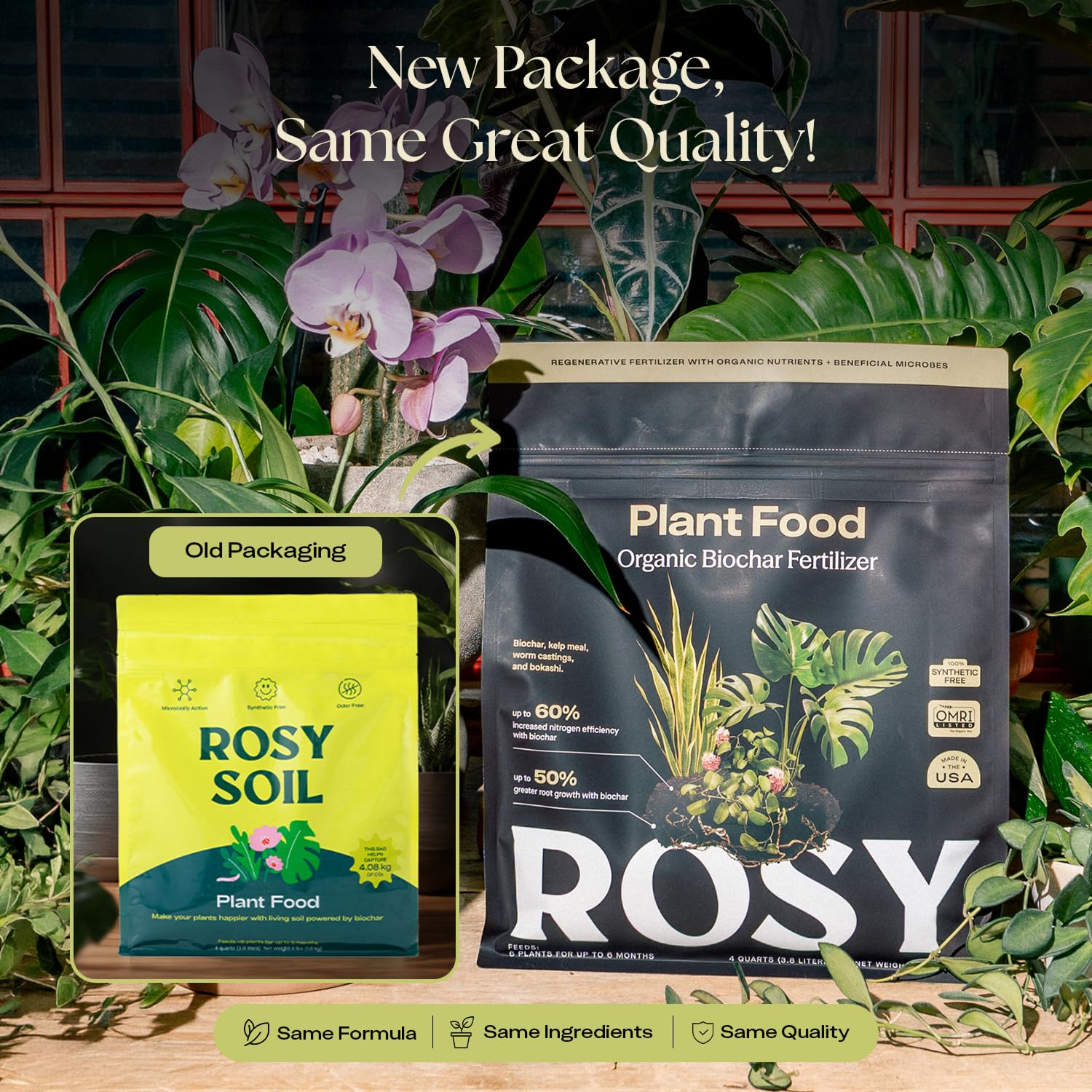 Detalle de la textura del fertilizante Rosy Soil con partículas visibles, ideal para mezcla en tierra