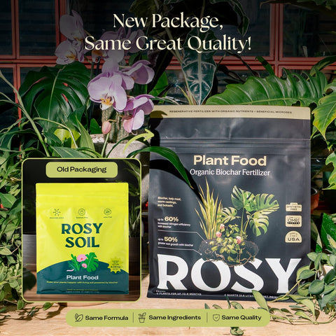 Detalle de la textura del fertilizante Rosy Soil con partículas visibles, ideal para mezcla en tierra