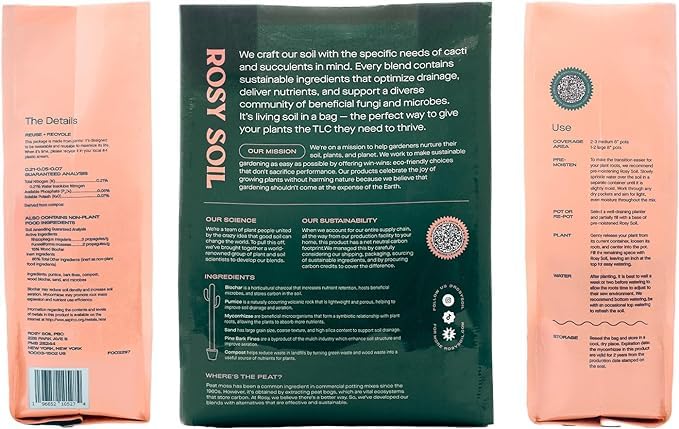 Rosy Soil envase resellable demostrando conservación entre usos