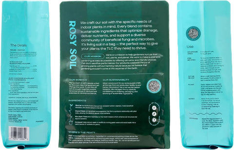 Rosy Soil en escena de interior con plantas, mejorando estética y salud vegetal