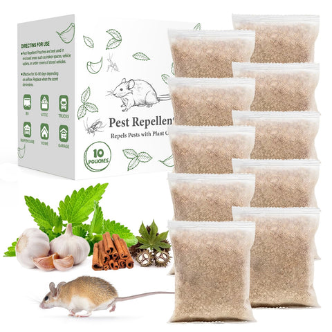 ROTIAH paquete frontal mostrando 10 bolsitas para control de plagas y aroma mentolado
