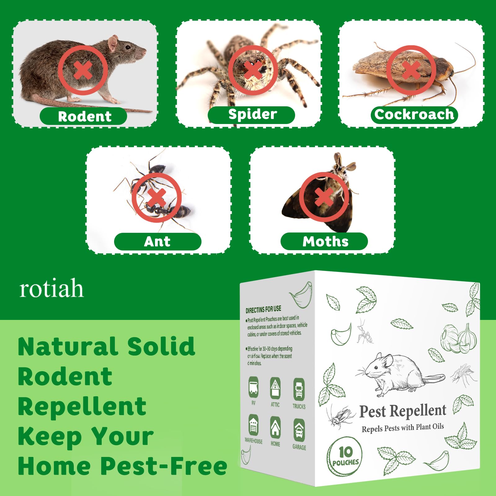 ROTIAH detalle del material y sachet que libera aceite esencial de menta potente