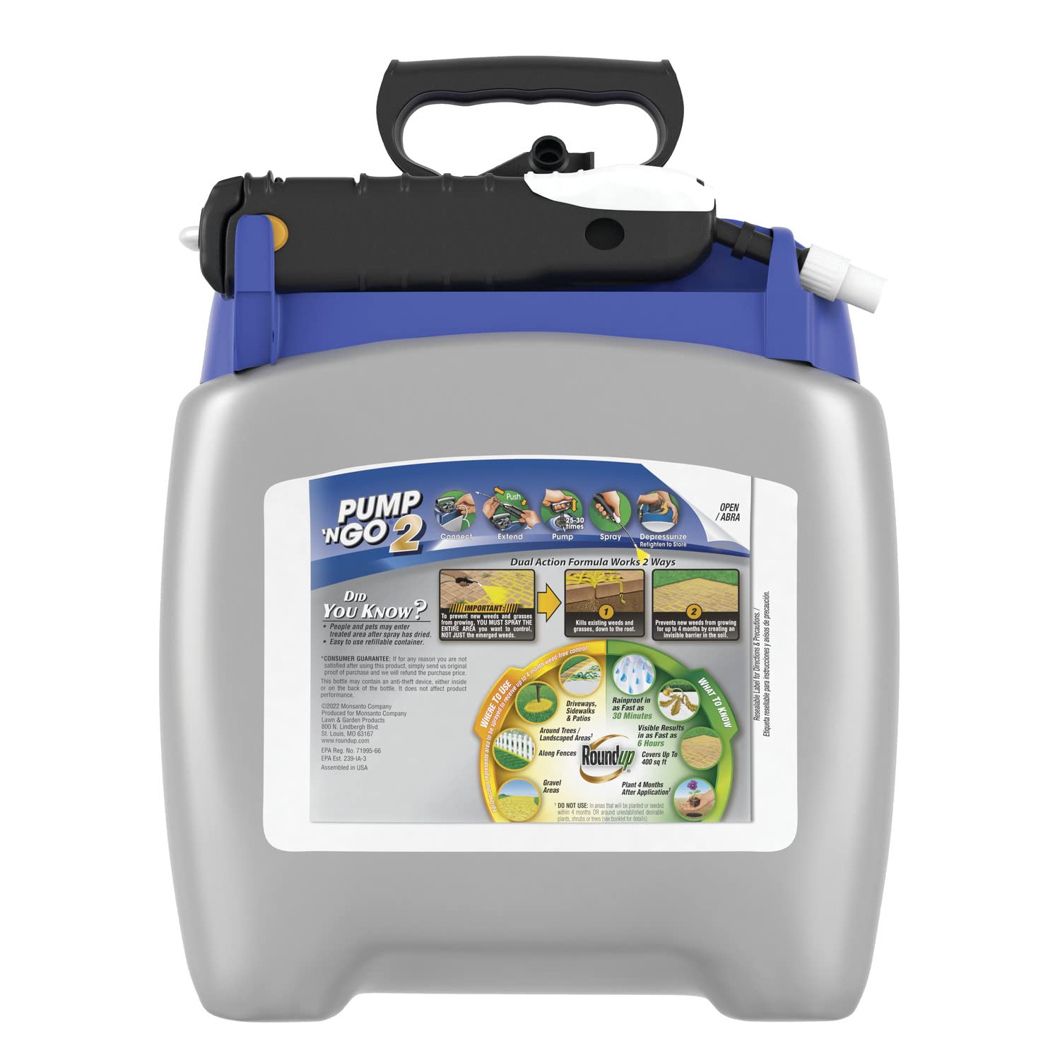 Roundup bomba rociadora Pump N Go 2 en primer plano para aplicación continua