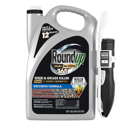 Roundup frasco frente mostrando etiqueta y cobertura clara