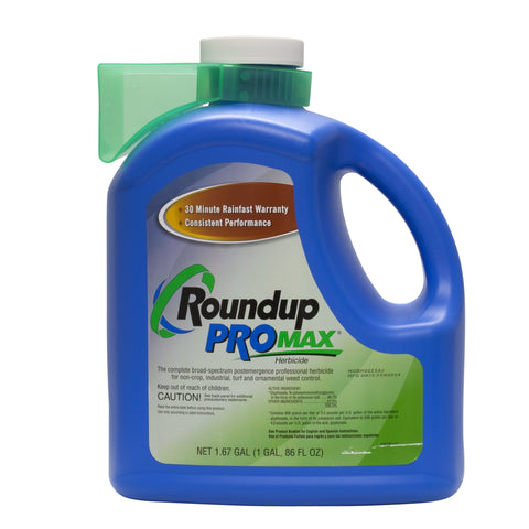 RoundUp ProMax envase frontal mostrando etiqueta y capacidad para uso profesional