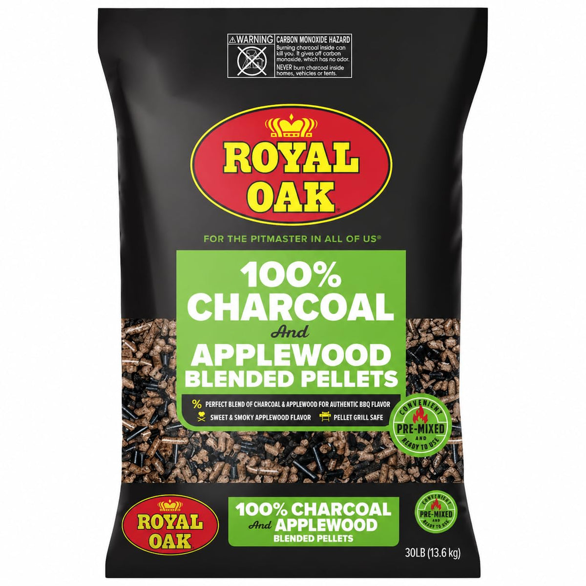 Royal Oak bolsa 30 lb frontal mostrando marca y uso fácil