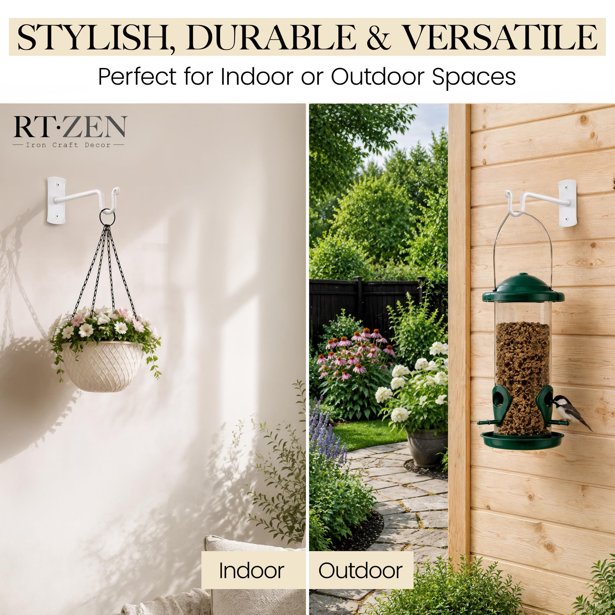 RTZEN gancho instalado en árbol con comedero, ideal para atraer aves