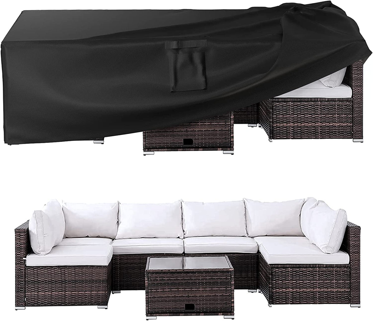 Ruimoy vista frontal de la funda para muebles de patio, protección completa