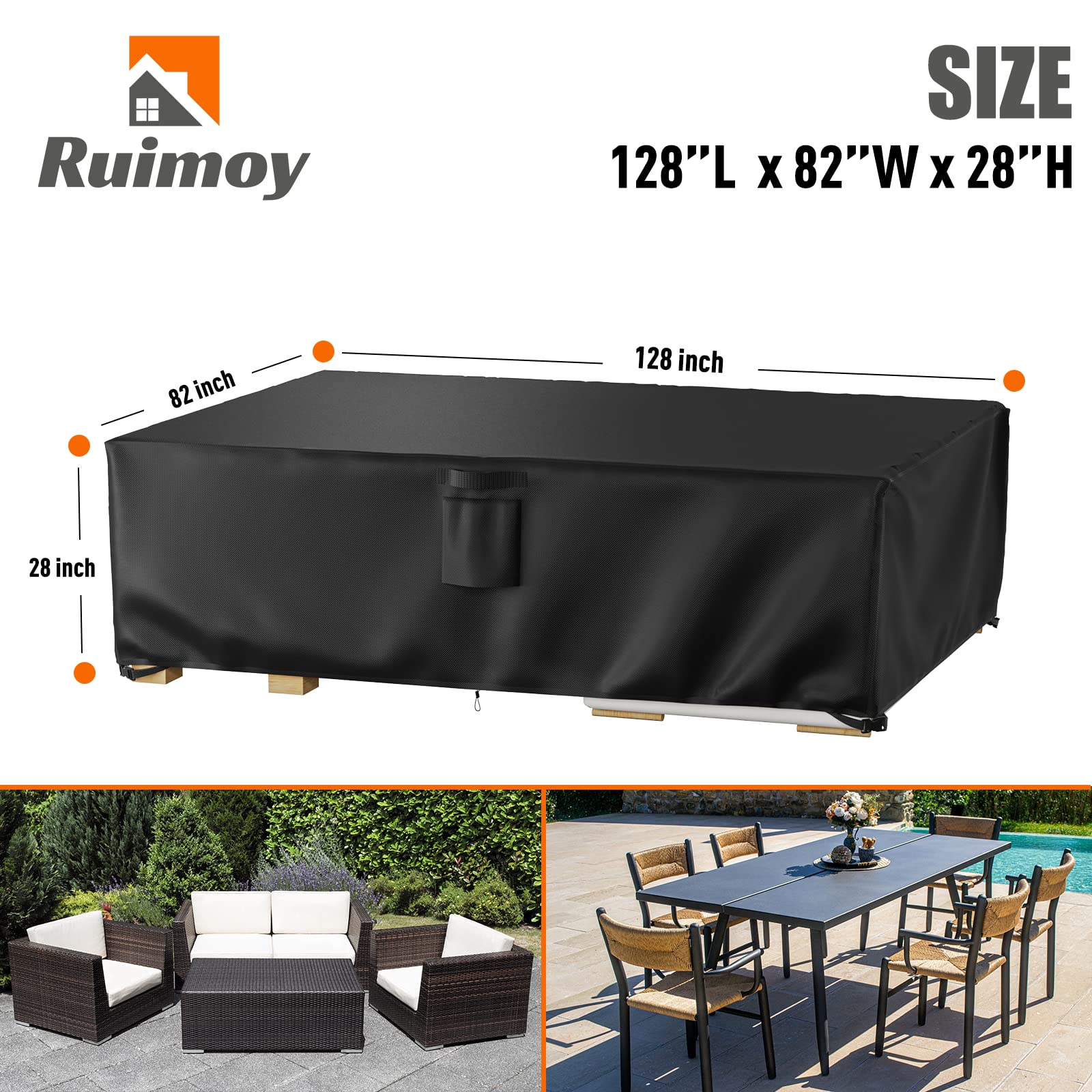 Ruimoy detalle del tejido 600D resistente, protección impermeable y duradera