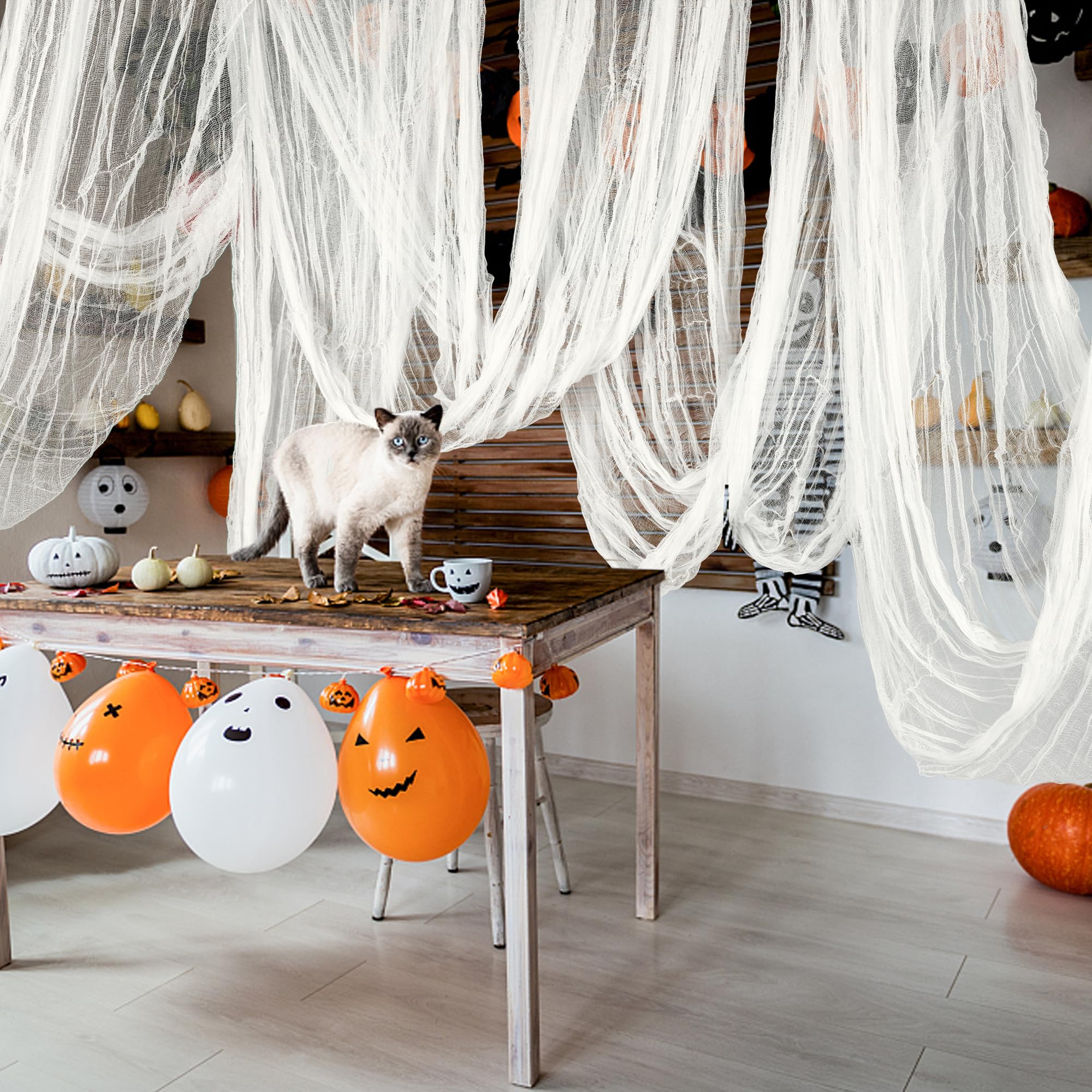 RunNico tela colocada en puerta para recibir visitas con ambiente Halloween