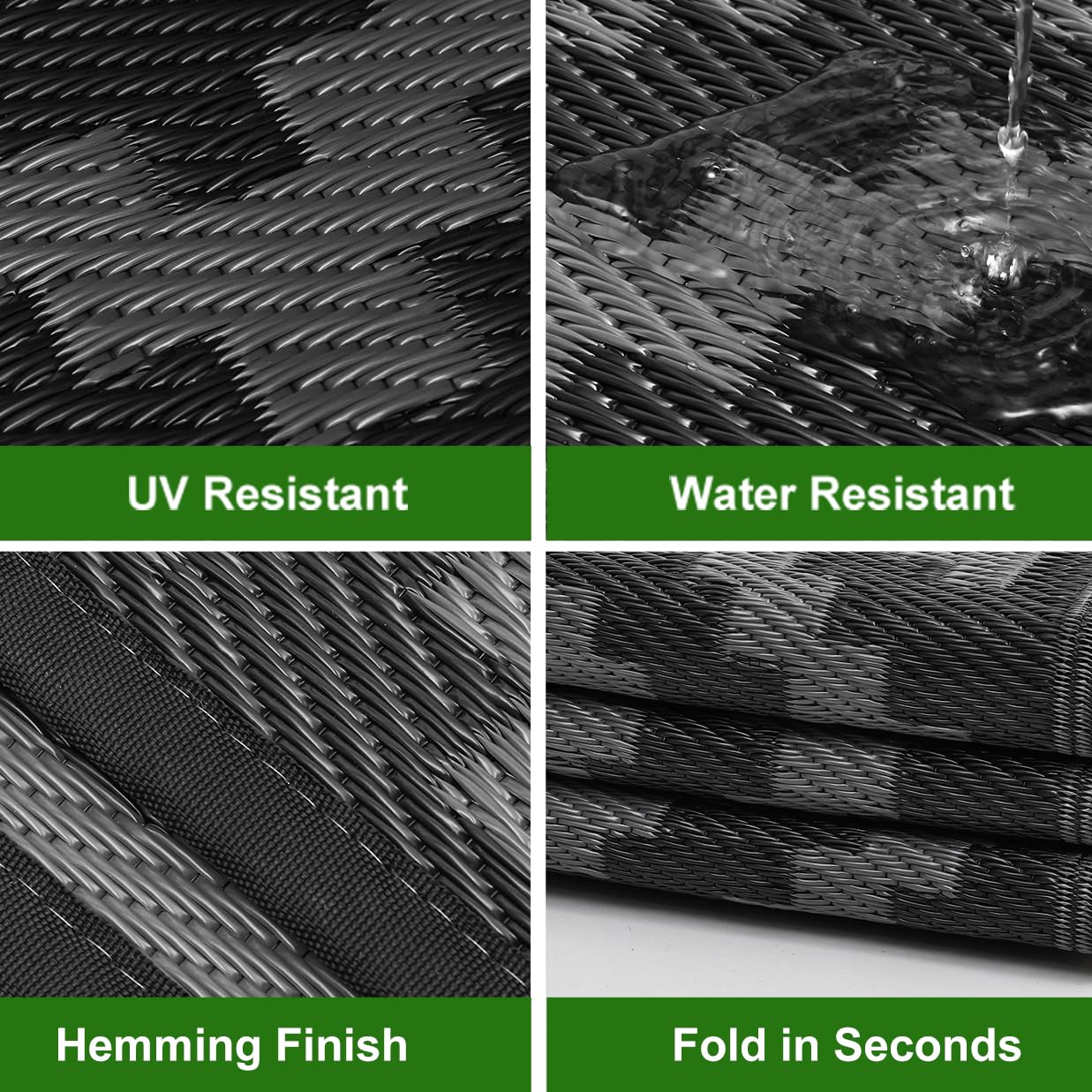 RURALITY textura de paja plástica en primer plano, muestra resistencia y fácil limpieza