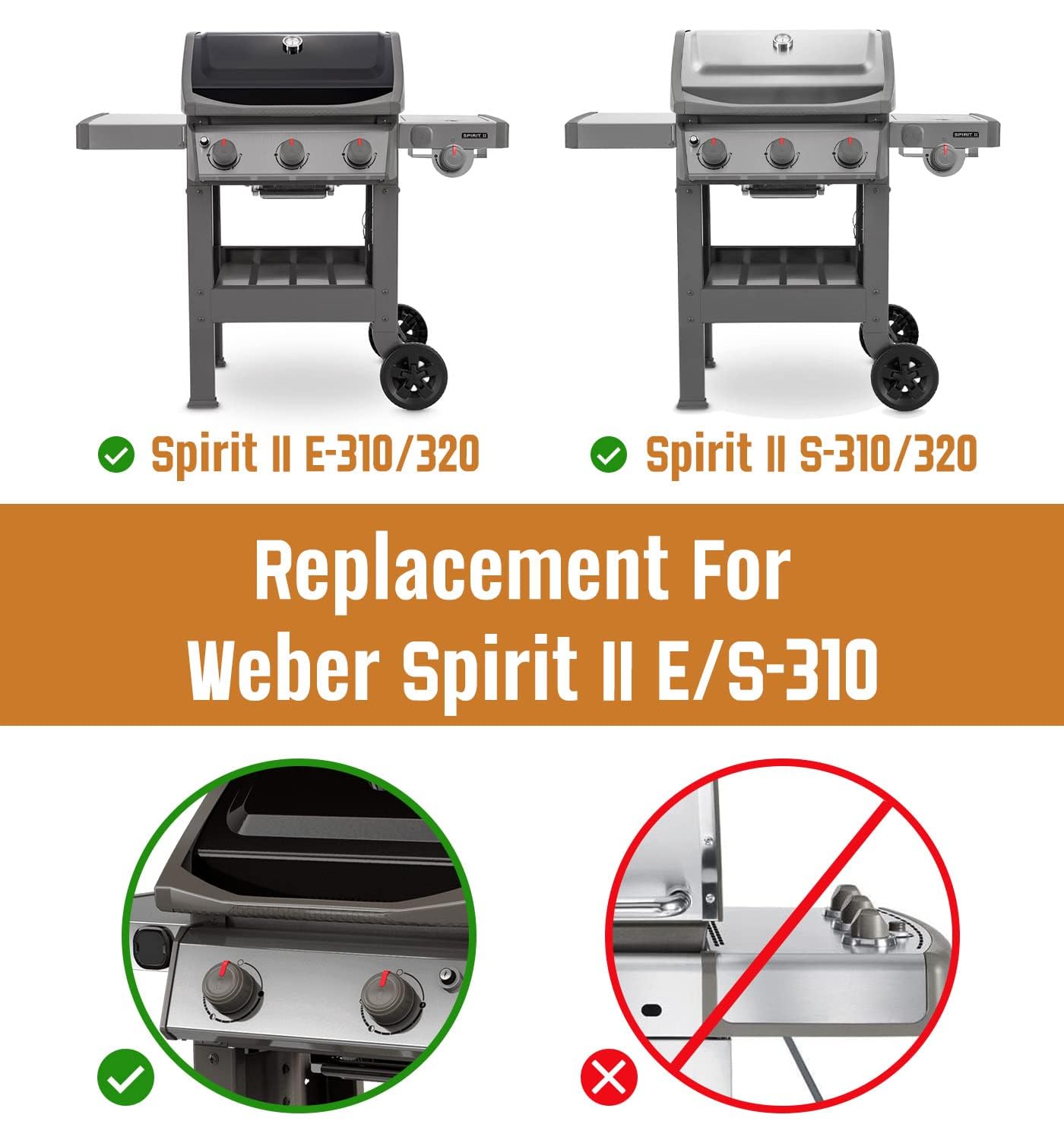 Rushare barras instaladas en parrilla Weber Spirit 2 mayor distribución del calor visible