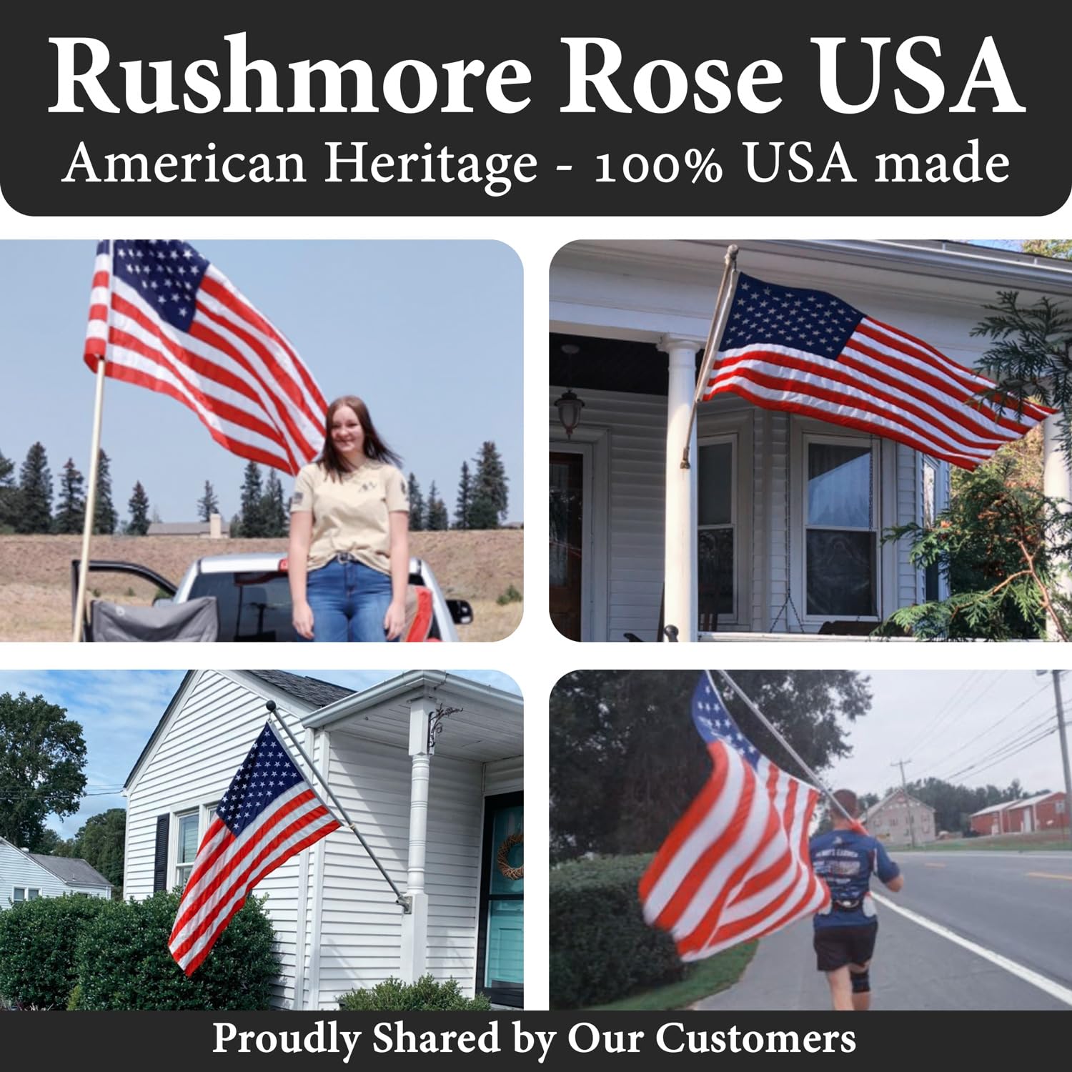 Rushmore Rose USA comparación de tamaño 5x8 junto a objetos para escala clara