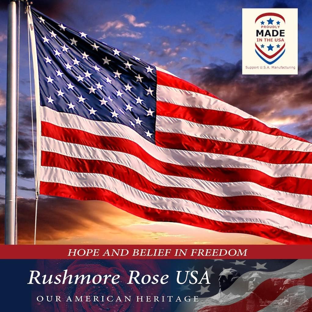 Rushmore Rose USA comparación de tamaño 3x5 junto a persona para referencia de escala