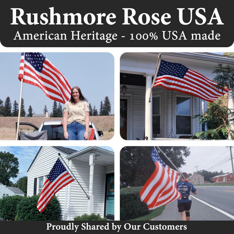 Rushmore Rose USA bandera instalada en jardín mostrando aspecto elegante