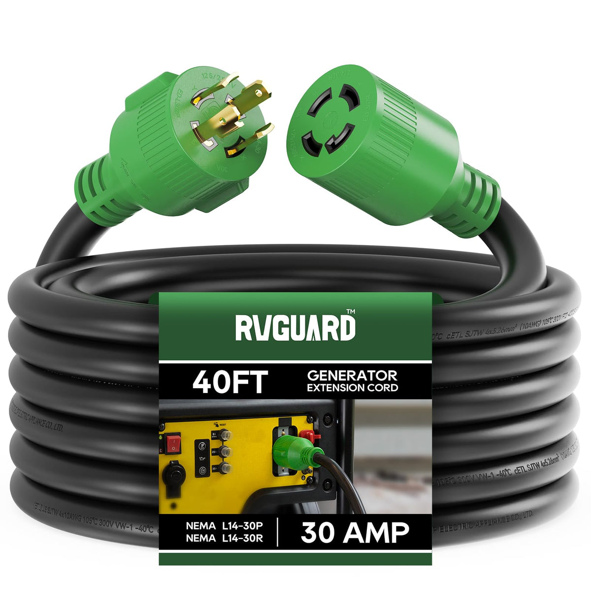 RVGUARD vista frontal del enchufe y toma para conexión segura