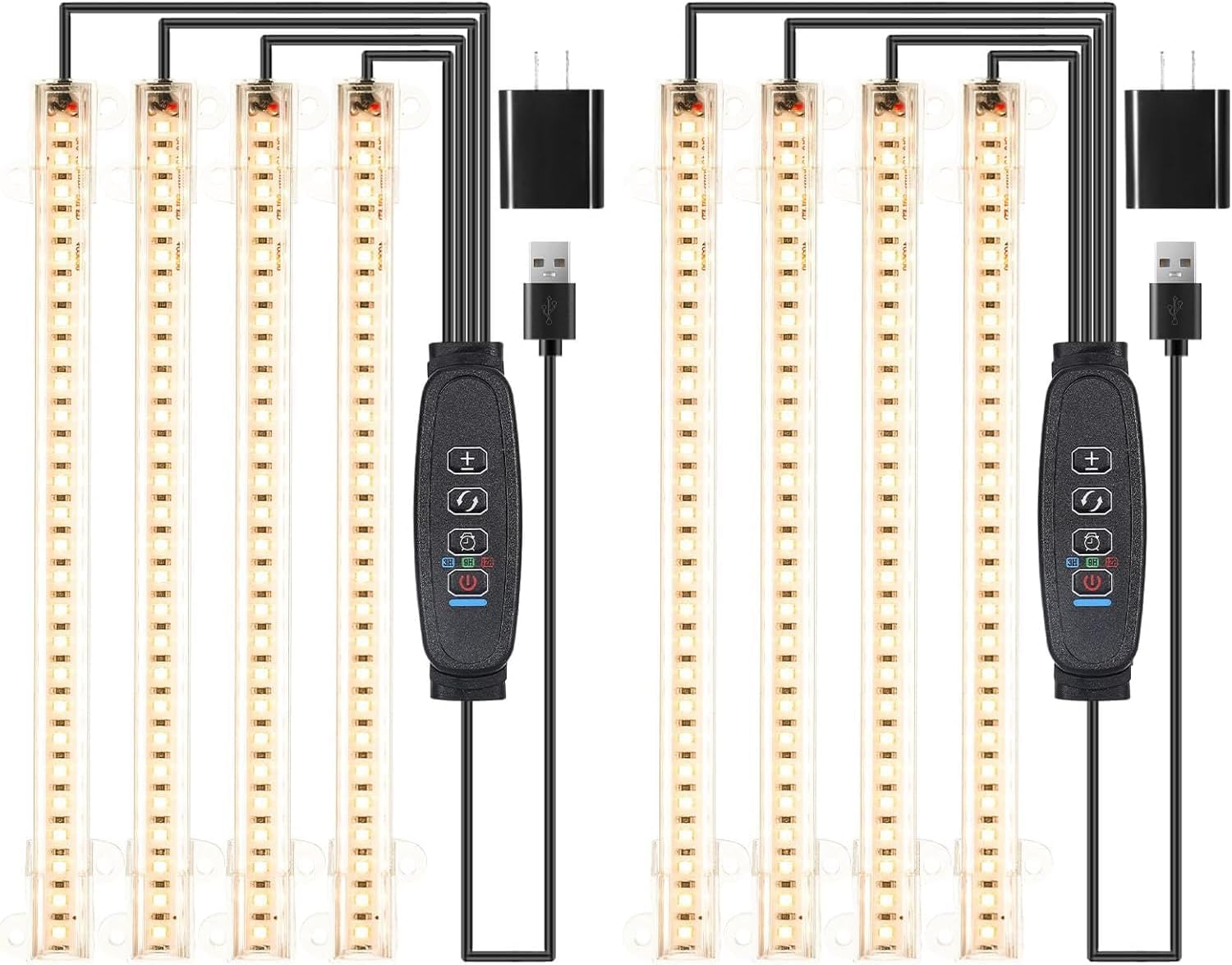 RWNTAO vista frontal del pack de tiras LED mostrando diseño compacto y control