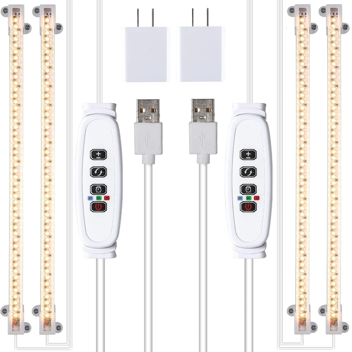 RWNTAO vista frontal del pack de dos tiras, iluminación uniforme para interiores