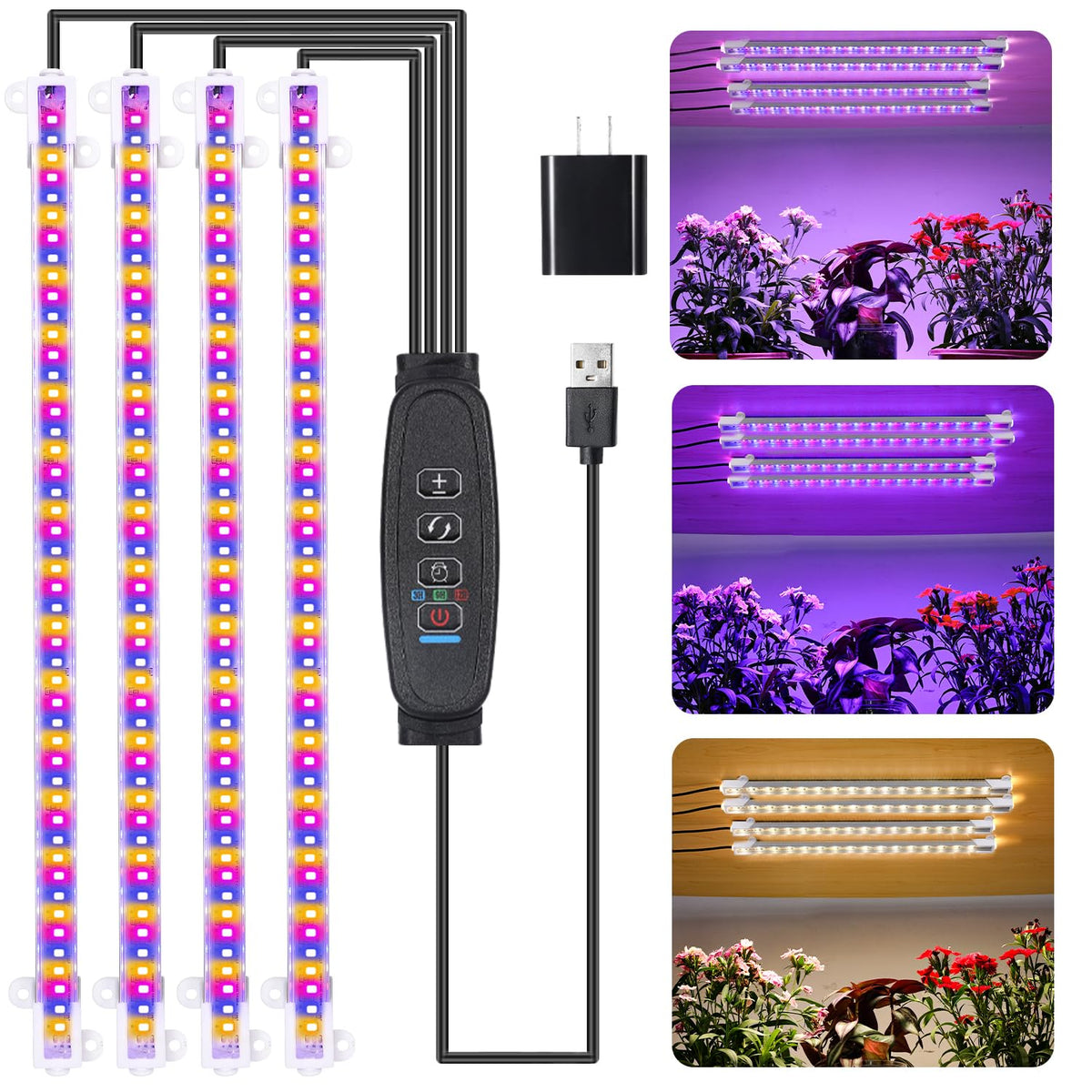RWNTAO vista frontal del paquete de la lámpara para cultivo, iluminación uniforme