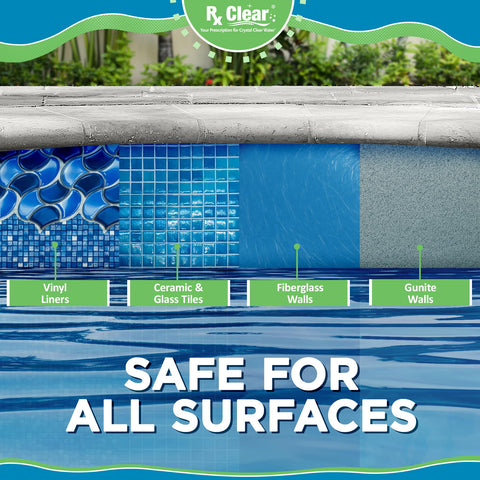 Rx Clear uso en piscina estilo vida mostrando agua clara y mantenimiento sencillo