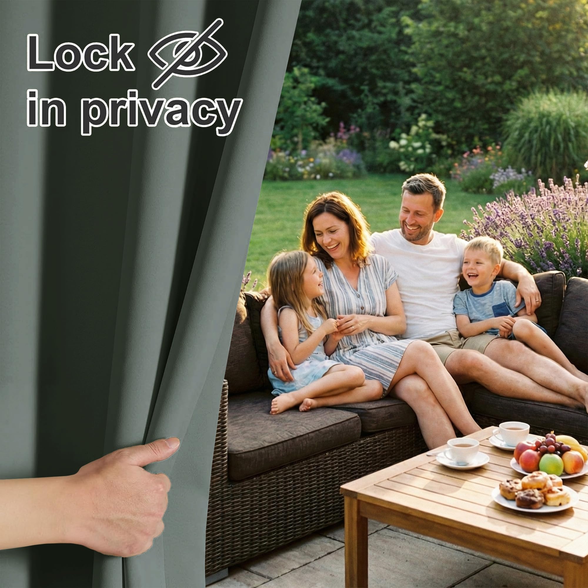 RYB HOME cortina instalada en patio proporcionando sombra y privacidad