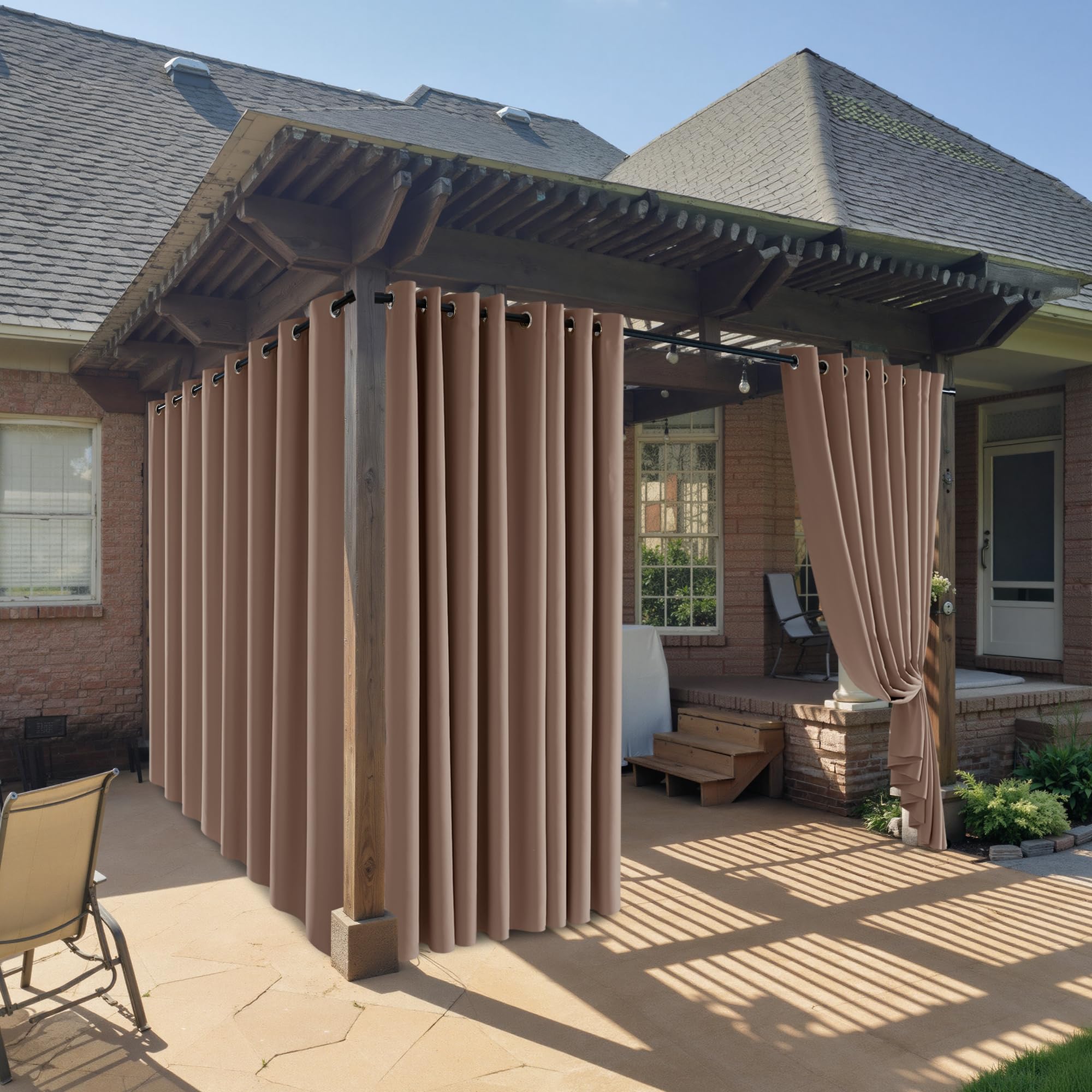 RYB HOME cortina exterior frontal mostrando cobertura y sombra