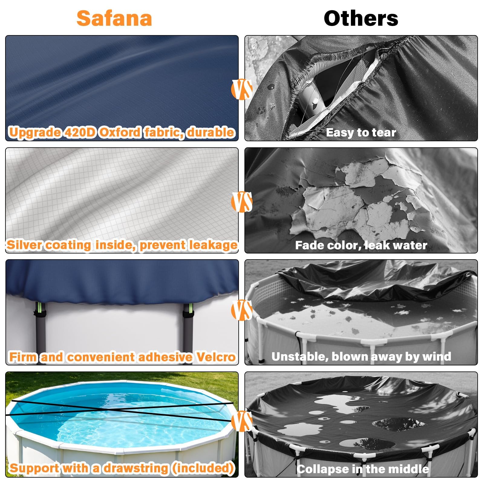 Safana accesorios velcro y cuerdas antiviento para fijación segura