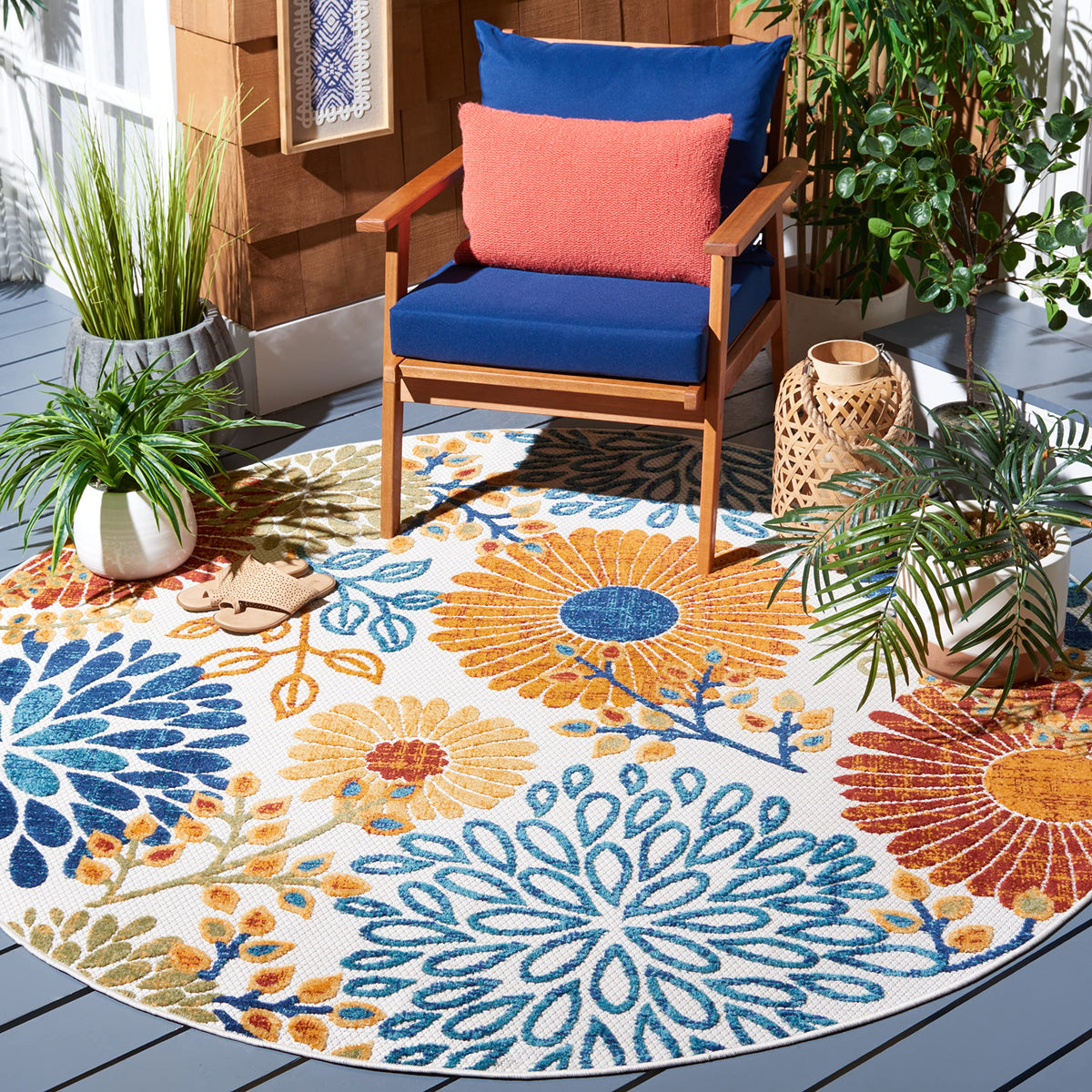 SAFAVIEH alfombra frontal crema y rojo con diseño vibrante y duradero