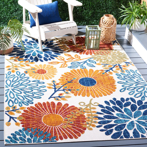 SAFAVIEH alfombra Cabana frontal mostrando patrón floral y colores vibrantes