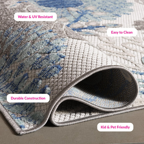 SAFAVIEH ambiente interior-exterior con alfombra aportando atmósfera costera