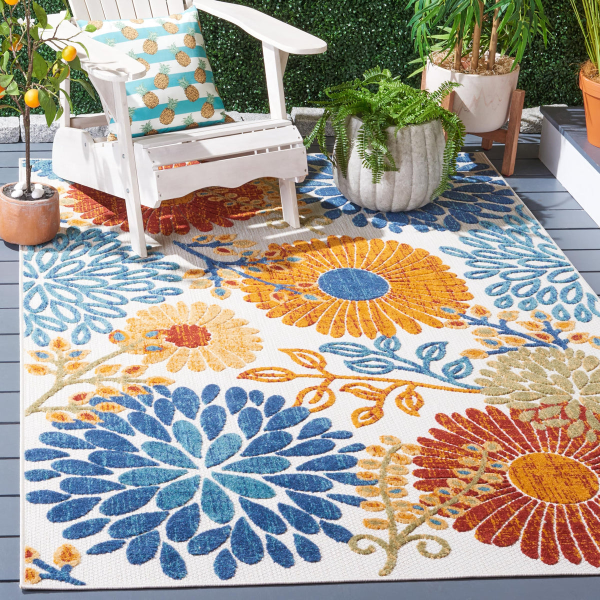 SAFAVIEH alfombra Cabana vista frontal con colores crema y rojo, aporta estilo