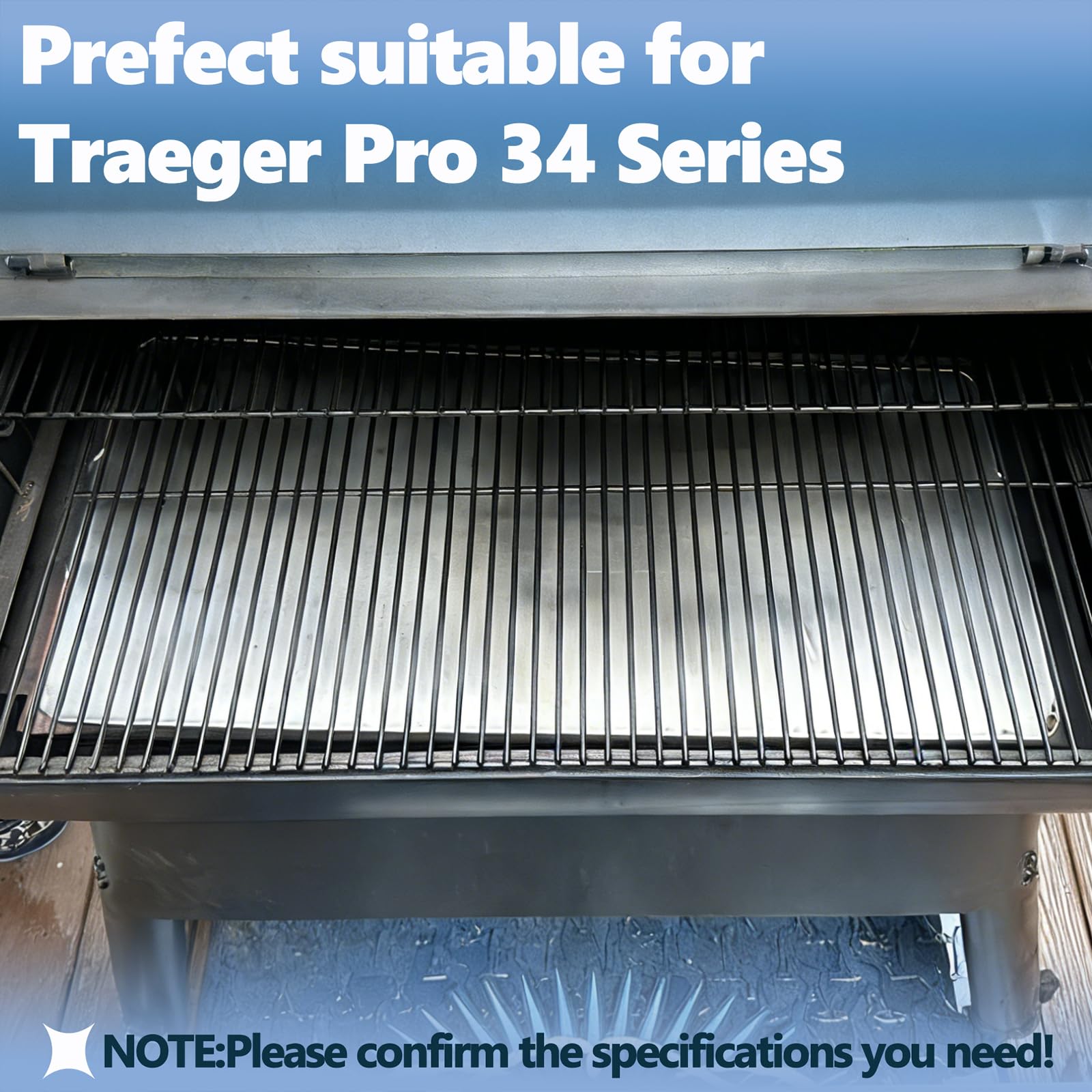 SafBbcue lámina colocada en Traeger Pro 34, limpieza sin esfuerzo