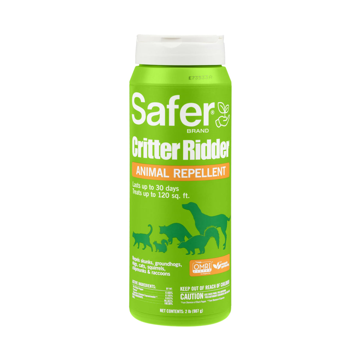 Safer envase frontal mostrando gránulos y uso seguro
