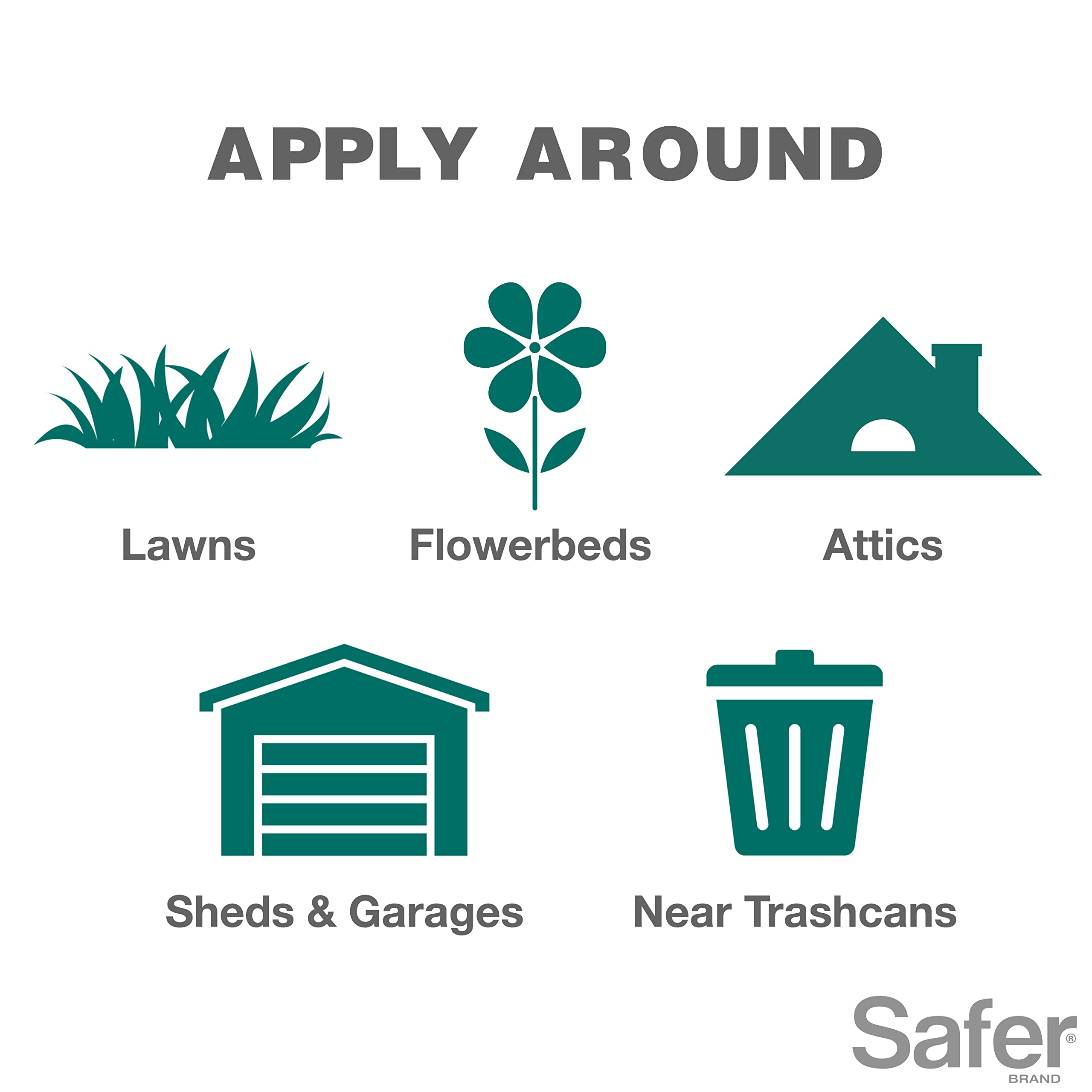 Safer gránulos en parterre protegiendo plantas ornamentales