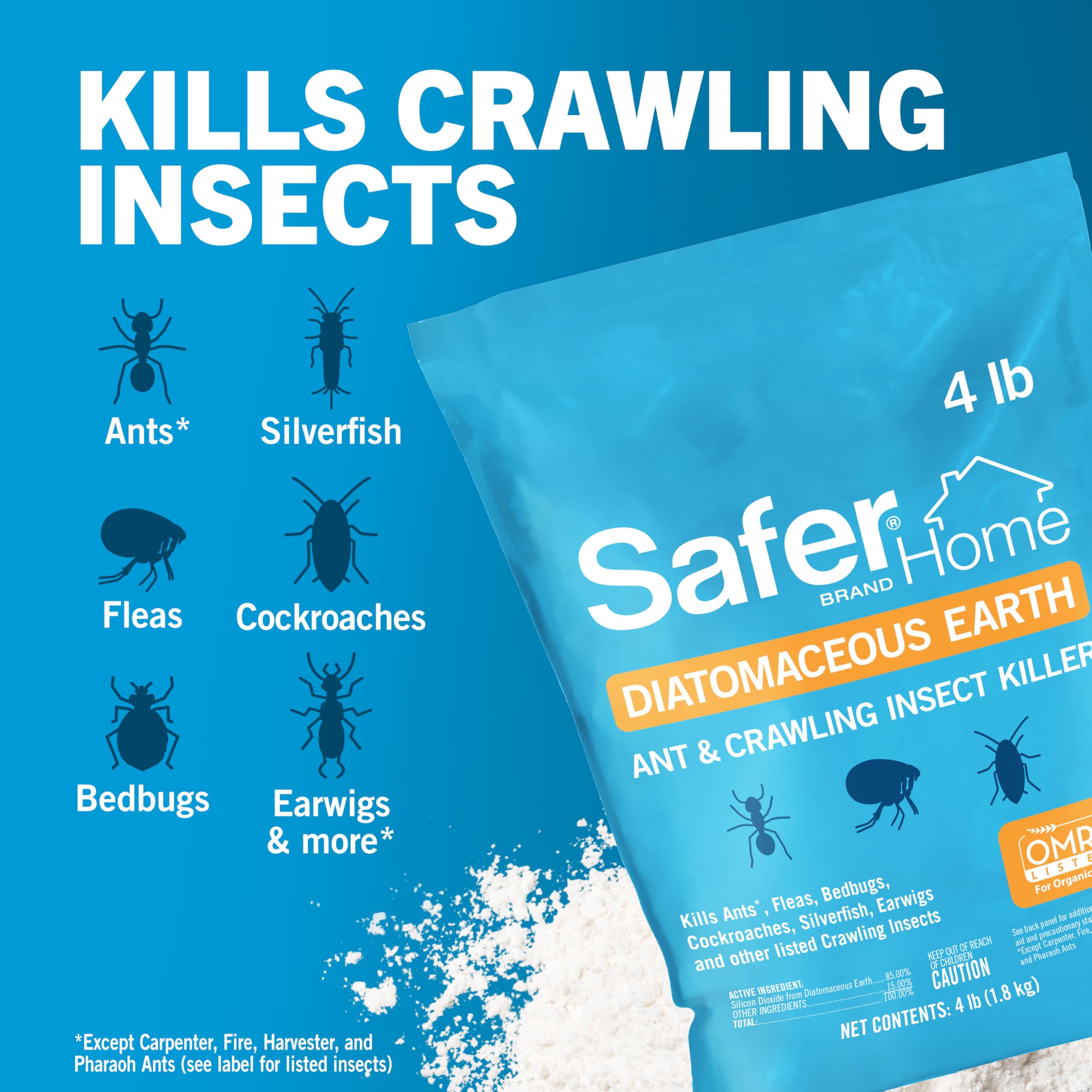 Safer textura del polvo de diatomeas, alta eficacia abrasiva
