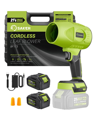 Saker soplador frontal mostrando su diseño compacto y fácil agarre