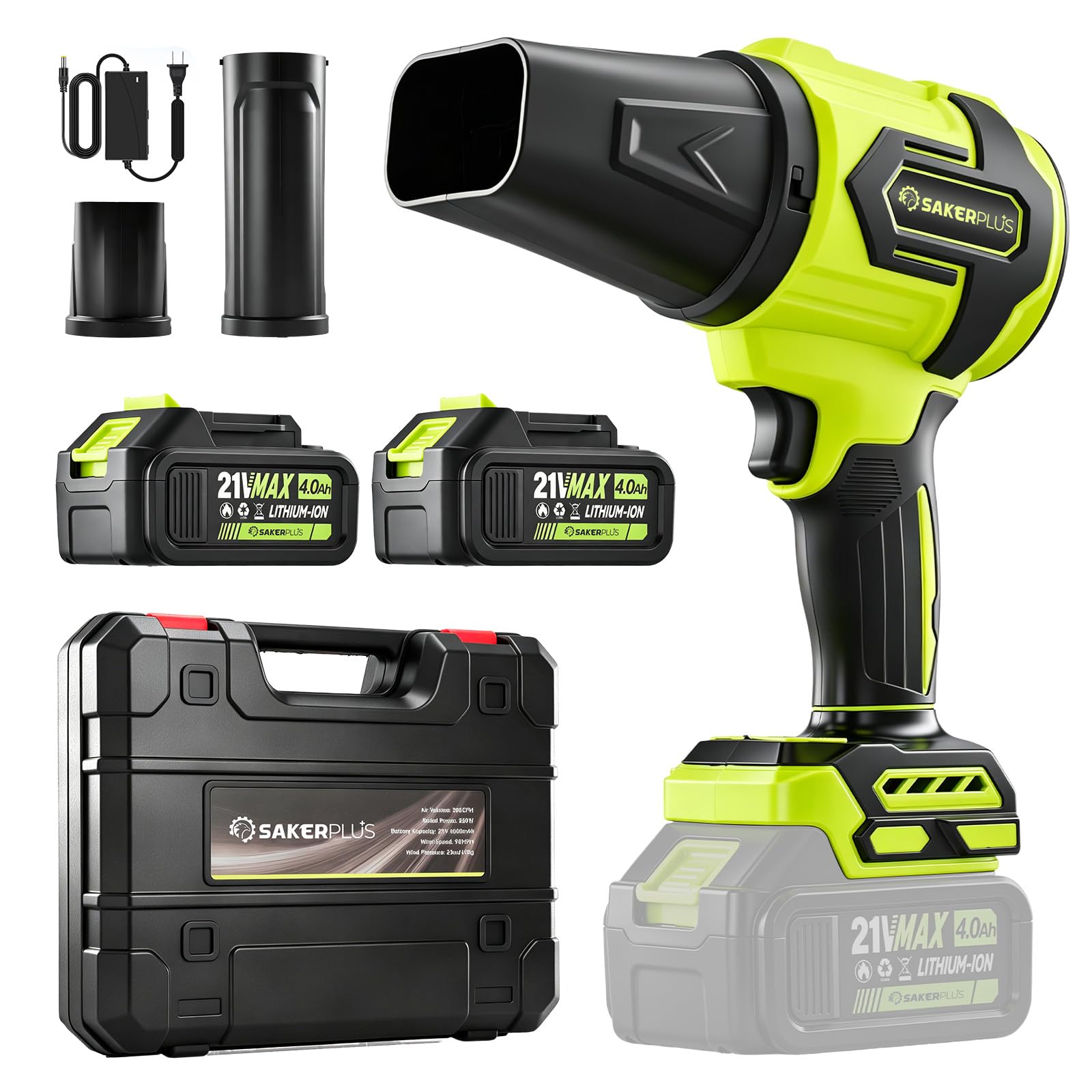 SakerPlus vista frontal del soplador con diseño compacto y potencia