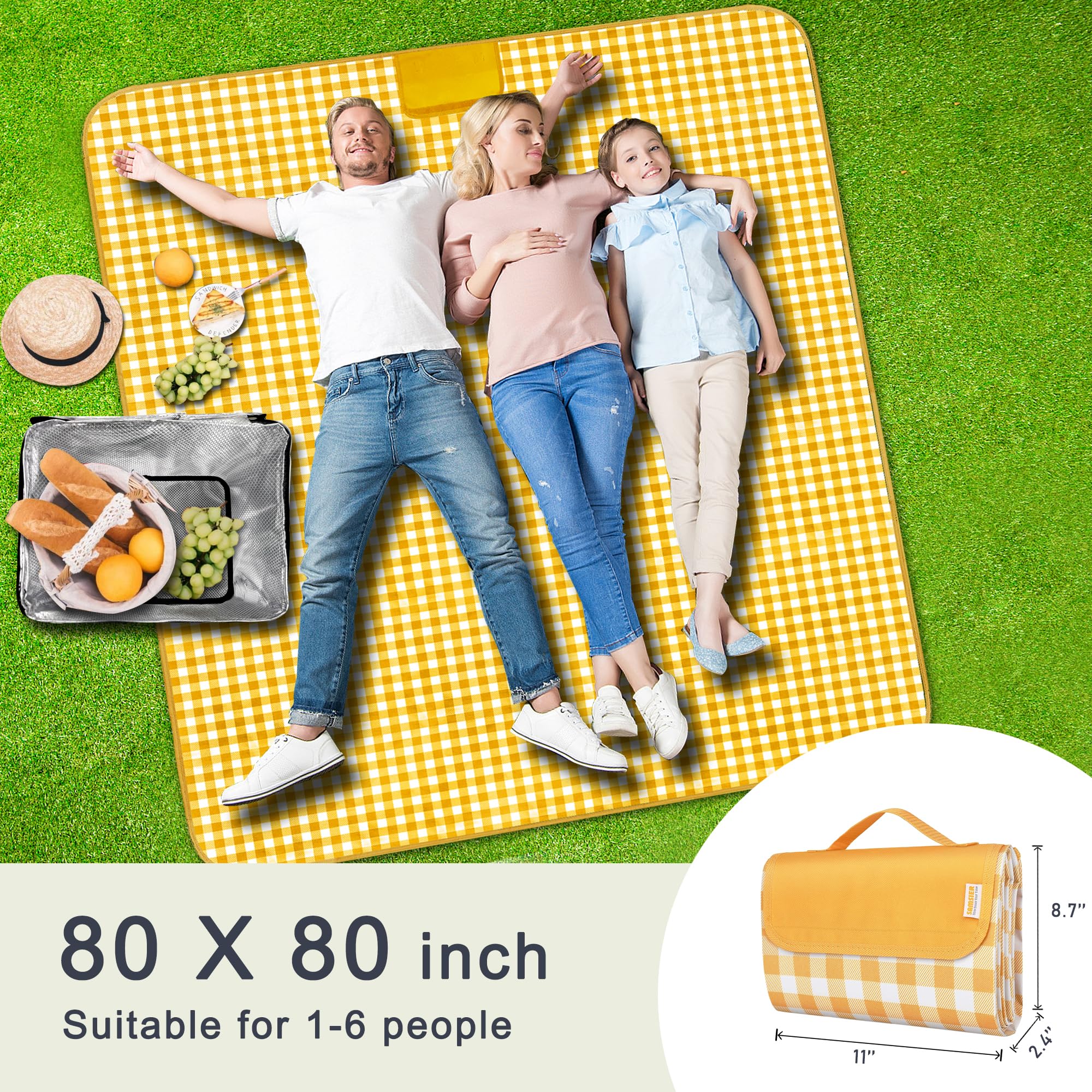 SAMSIER manta desplegada 200x200 cm cómoda para reuniones familiares