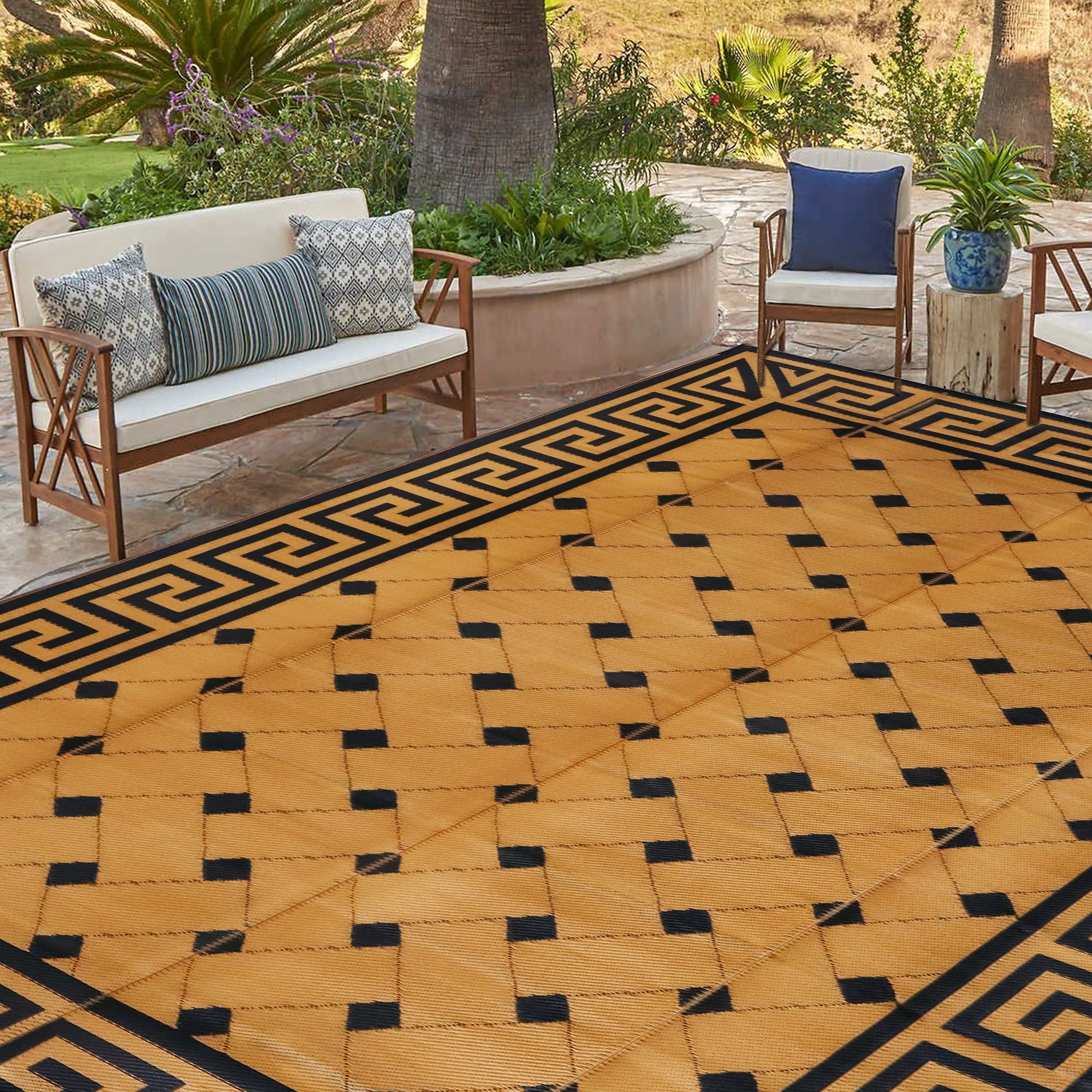 SAND MINE alfombra exterior frontal mostrando diseño reversible y elegancia