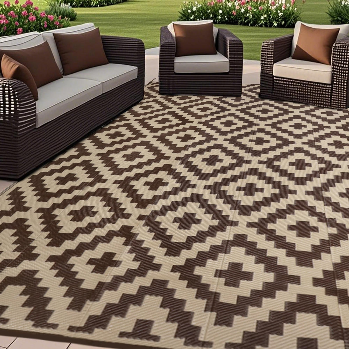 SAND MINE vista frontal de alfombra marrón y beige, elegante y resistente