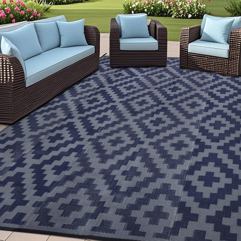 SAND MINE alfombra frontal mostrando diseño azul gris y protección estética