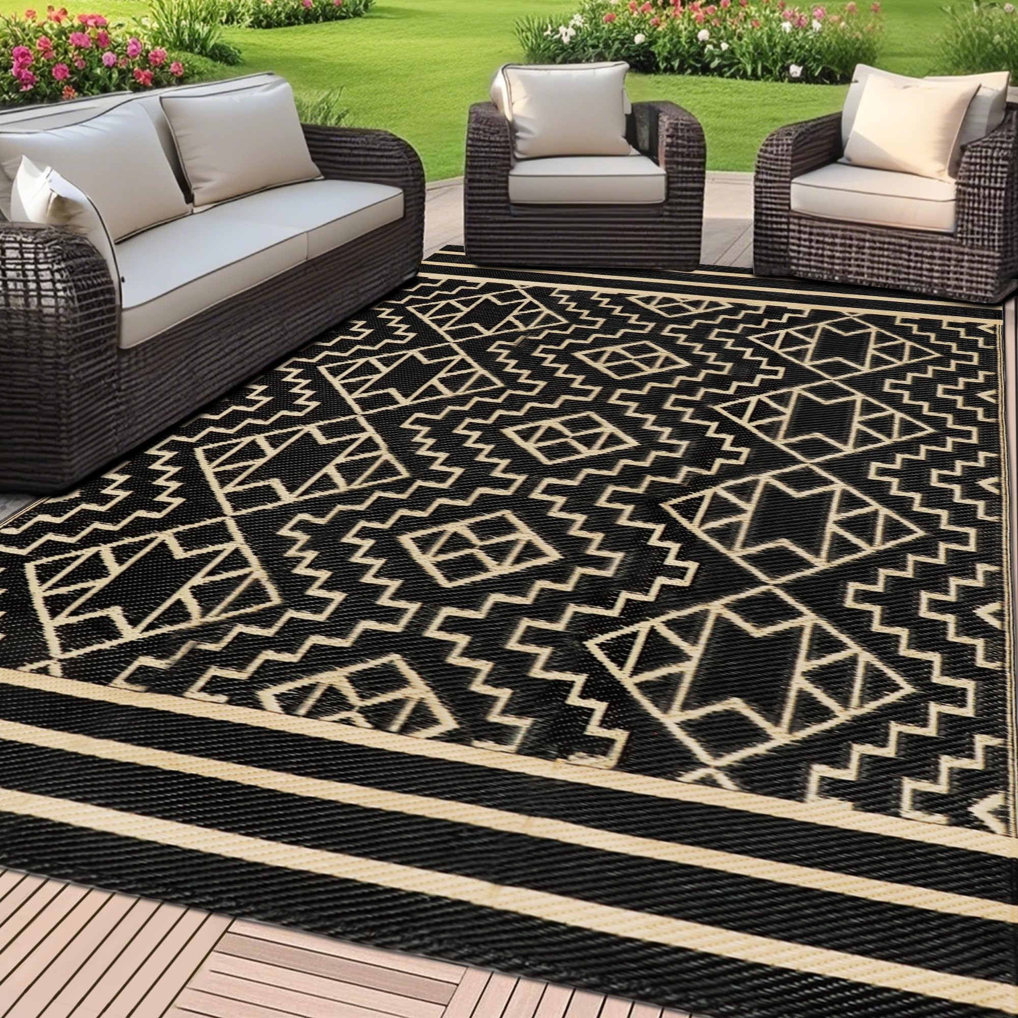 SAND MINE vista frontal de la alfombra reversible mostrando diseño y beneficio estético