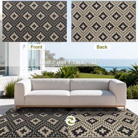 SAND MINE alfombra reversible mostrando ambos lados y doble estilo