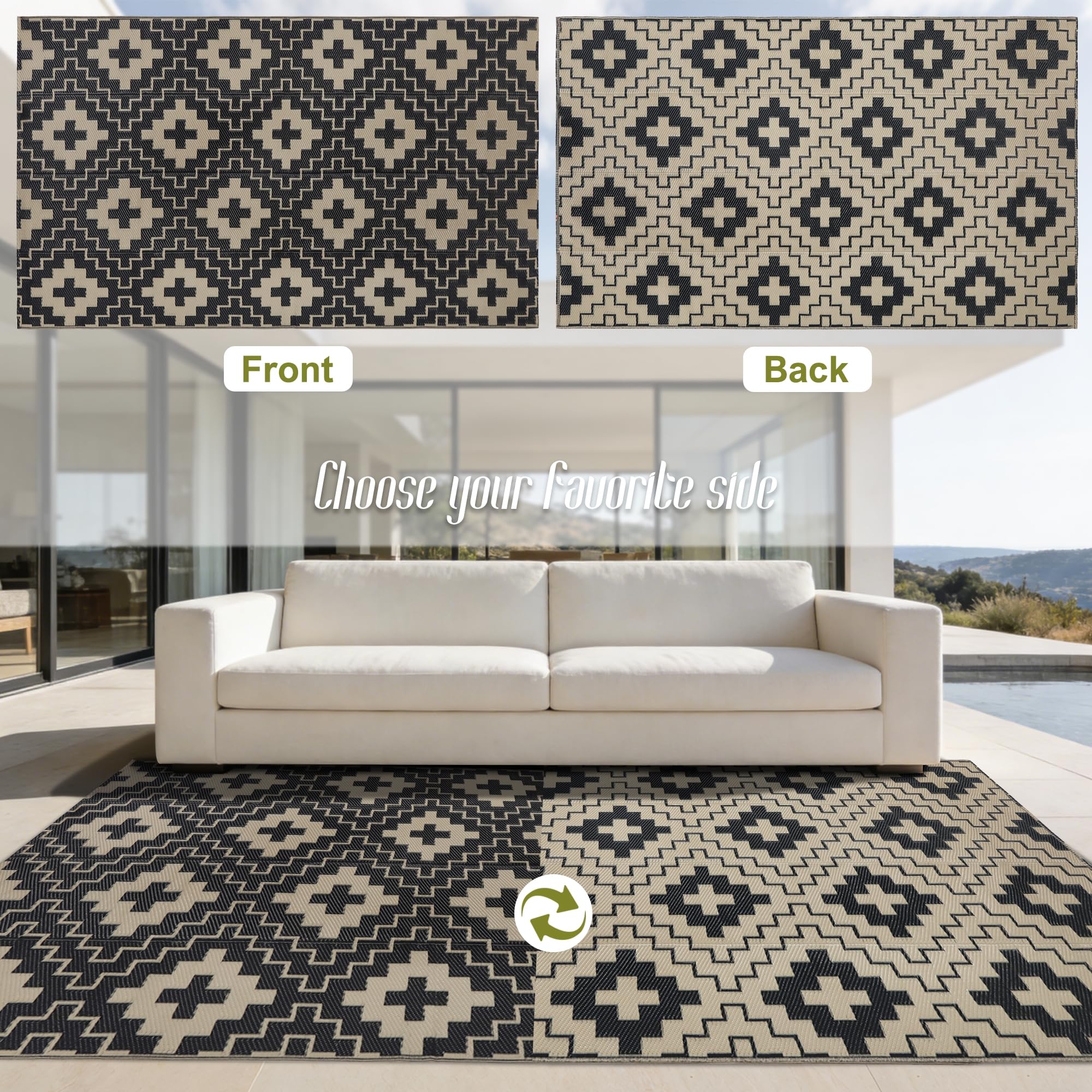 SAND MINE alfombra reversible con ambas caras visibles para doble estilo