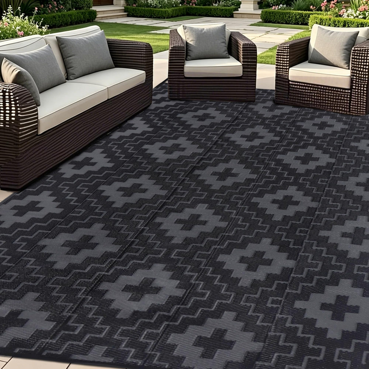 SAND MINE vista frontal de la alfombra exterior con elegante diseño y durabilidad