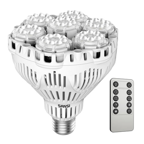 SANSI bombilla frontal mostrando diseño y casquillo para ahorro energético