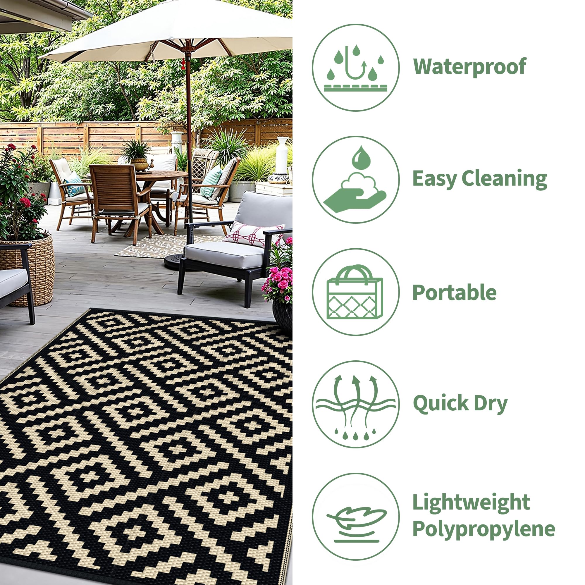 sarben alfombra junto a silla para comparar tamaño práctico