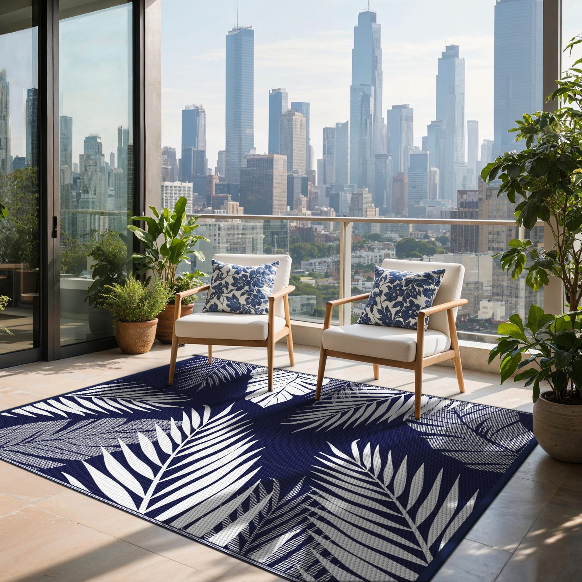 sarben alfombra colocada en patio creando área cómoda y elegante